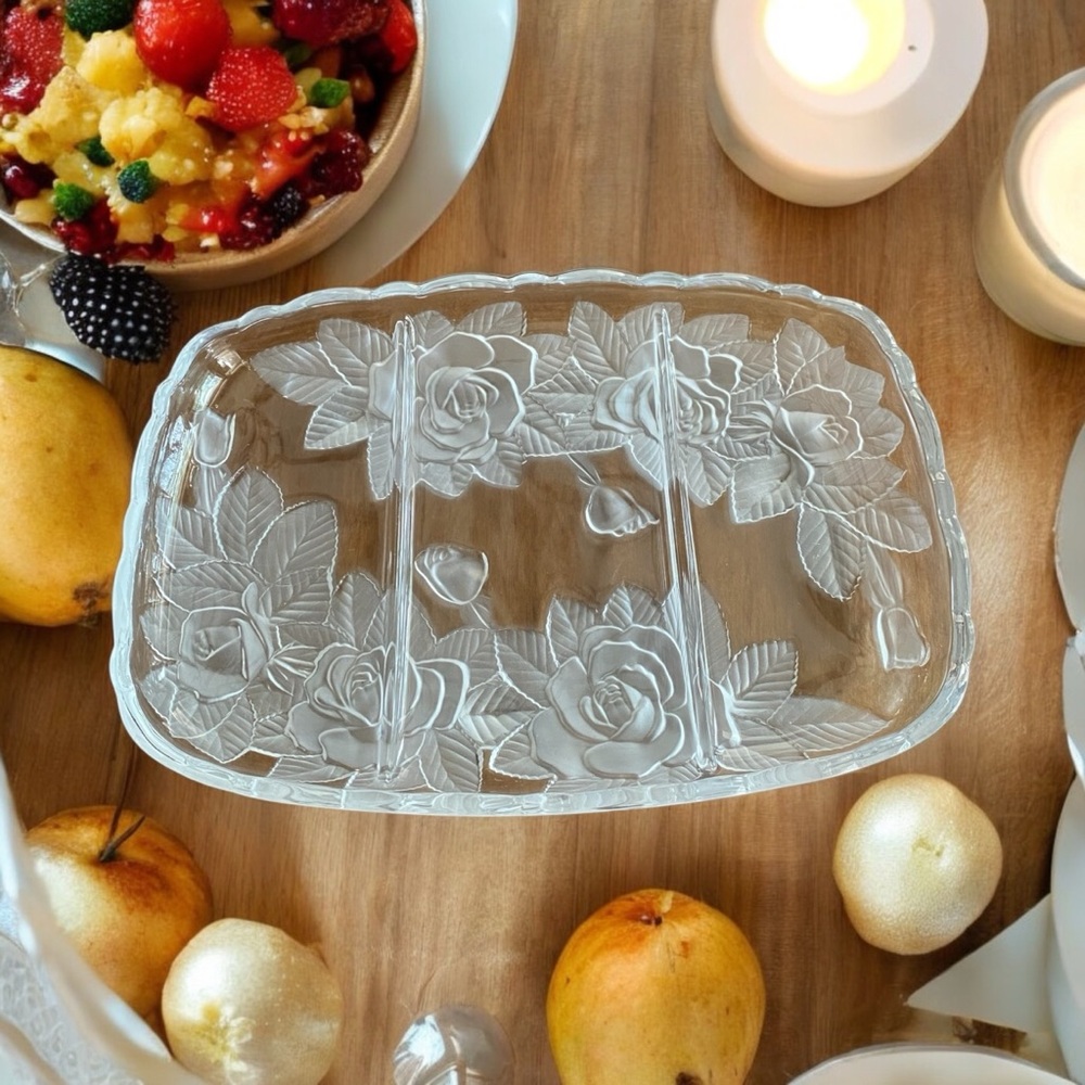 Vintage Mikasa Studio Nova Winter Rose Divided Relish Tray Platter
